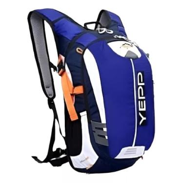 Imagem de Mochila Yepp com Bolsa de Hidratação, 18 Litros, Porta Capacete, Azul e Laranja (Azul)