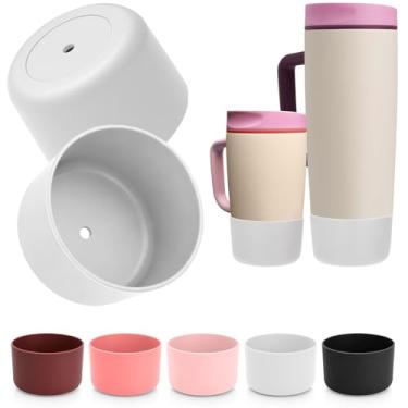 Imagem de Mity rain Bota protetora de 2 peças para Owala SmoothSip Slider com alça de 340 g e 680 g, acessórios para caneca de viagem de silicone, antiderrapante, redução de ruído, evita arranhões (branco)
