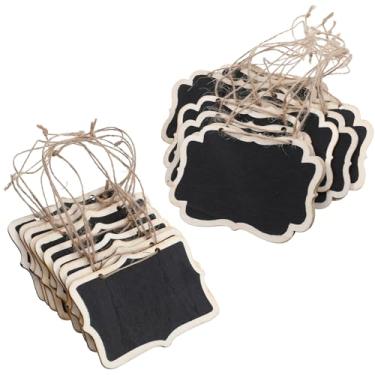 Imagem de Guduling 20 placas de quadro-negro penduradas, mini placas de quadro-negro, pequenos quadros de giz reutilizáveis de madeira dupla face, etiquetas com cordão para buffet de festa, placas, preço
