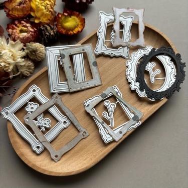 Imagem de LZBRDY Matrizes de corte para molduras, modelo de design de fundo para álbuns, cartões comemorativos, fotos de álbuns, artesanato de papel DIY, cartolina (5 molduras de fotos 11,7 x 9,9 cm)