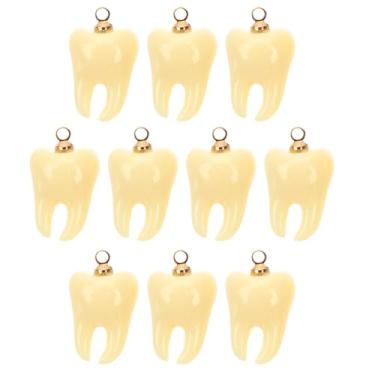 Imagem de CALLARON Pingente de dente decorativo, pingente de resina em forma de dente, pingente fofo com anéis de salto, pingente de dentes engraçados, pingente gótico de declaração de Halloween para colar