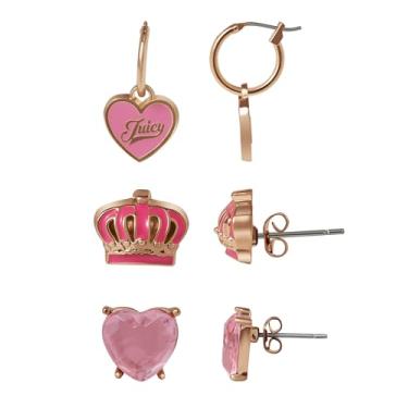 Imagem de Juicy Couture Conjunto infantil de 3 pares de brincos – Coleção de brincos estilosos