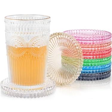 Imagem de Castiçais de vidro, conjunto de 8 placas de pilar de cristal para copos modernos para bebidas, peça central, decoração de casa, cozinha, sala de estar, pátio, casamento, Halloween, Natal, festa, cores