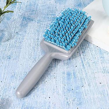 Imagem de Yinhing Toalha de Cabelo Antiestática Com Absorção de água, Pente de Massagem, Escova Super Absorvente de Secagem Rápida para Cabelos Molhados, Volume e Massagem do Couro Cabeludo, Rosa (Azul)