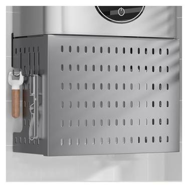 Imagem de Kit de montagem na parede com 4 ganchos - Painel de exibição de metal para garagem, cozinha, banheiro - capa protetora de tubo de aquecedor de água a gás (cinza, 42 x 15 x 26 cm)