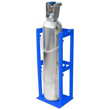 Imagem de Rack de armazenamento de cilindro de oxigênio ajustável para casa e clínicas - Suporte independente de 8/9/10L com corrente protetora, ideal para uso em laboratório e hospital (25 cm/9,8 pol)