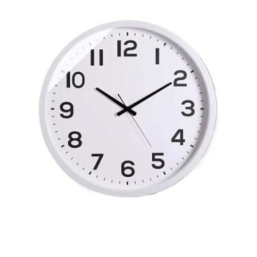 Imagem de Relógio decorativo simples grande montado na parede, elegante e silencioso na sala de estar, no saguão, tamanho grande adequado para salas e estudo para escritório (branco, 35,5 cm)