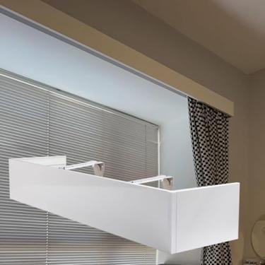 Imagem de Painel de sanefa de cortina de montagem na parede - Quadro de cornija decorativo, sem necessidade de trilhas, disponível em 99-274 cm, defletor de cobertura de varão de cortina (49 pol/125 cm)