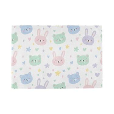 Imagem de Burbuja Jogo americano de urso coelho, conjunto de 6, tapetes de mesa laváveis antiderrapantes, resistentes ao calor, para cozinha, mesa de jantar, ambientes internos e externos