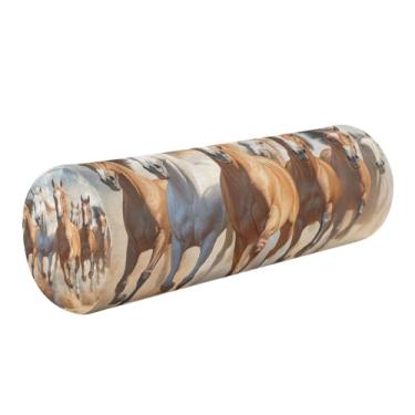 Imagem de Burbuja Almofada de rolo cilíndrica de cavalos de corrida para alívio da dor no pescoço, almofada de viagem cervical de espuma viscoelástica com capa lavável removível para cama, cabeça e pernas