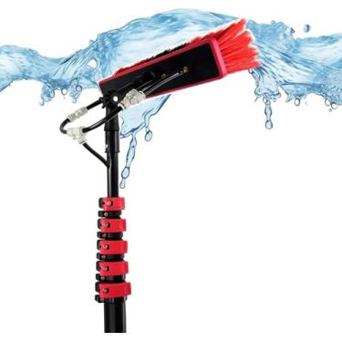 Imagem de Kit de limpeza de janela alimentado por água com haste telescópica e escova extensível de 3,6 m, ideal para limpeza de painel solar e telhado de conservatório