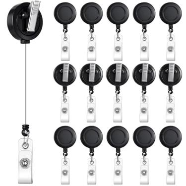 Imagem de Sayglossy 15 carretéis retráteis de porta-crachá jacaré com clipe giratório de 360 graus, carretéis de crachá de 63 cm, porta-cartões de identificação, clipes para enfermeiras e trabalhadores de