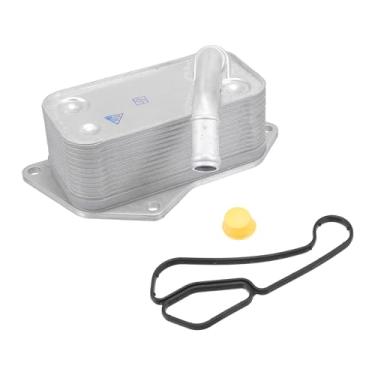 Imagem de VekAuto Kit de refrigerador de óleo do motor compatível com BMW X3 2011-2017, radiador de óleo de transmissão de tom prateado de liga de alumínio durável com vedações O-ring