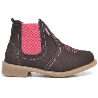 Imagem de Botina Infantil Feminina Rubim Marrom com Detalhe Rosa-Feminino