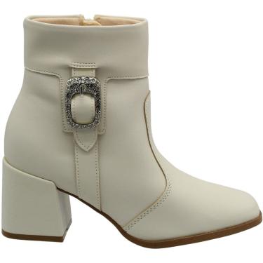 Imagem de Bota Casual Cano Mèdio Moleca Fivela Cravejada Napa Berlim Feminina