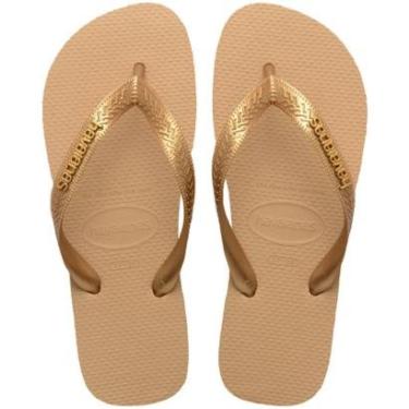 Imagem de Chinelo Feminino Havaianas Top Logo Metalic Dourado-Feminino