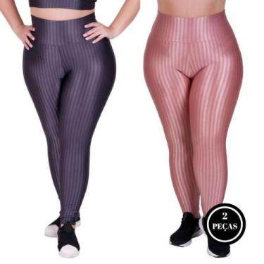 Imagem de Kit 2 Calça Legging Cintura Alta Plus Size de Academia Fitness 46 48 5