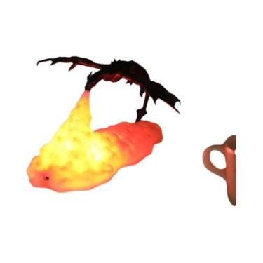 Imagem de Luz Noturna LED Impressa Em 3D Dragão De Fogo Recarregável Por USB Par