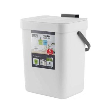 Imagem de Lata de lixo Newraturner Pequena Cozinha Pendurada com Tampa 5L/1.3L