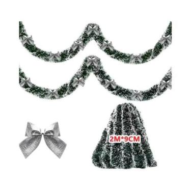 Imagem de Fitas De Tinsel Verde Com Laço 2/4/6/10M Guirlanda De Natal Decoração 