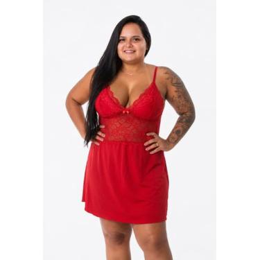 Imagem de Camisola Plus Size Sensual Sem Bojo Detalhe em Renda Lingerie Feminina
