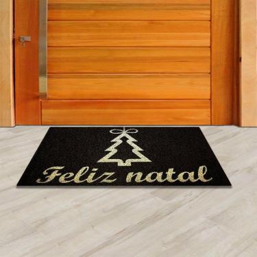 Imagem de Capacho Datas Comemorativas Feliz Natal Dourado