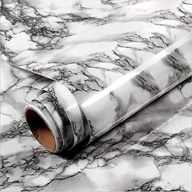 Imagem de Q QIHANG Papel de parede espesso à prova d'água autoadesivo papel de parede película removível de granito papel de parede de cozinha para bancadas, papel de parede, papel de parede renovado mármore (60 x 200 cm, cor-8)