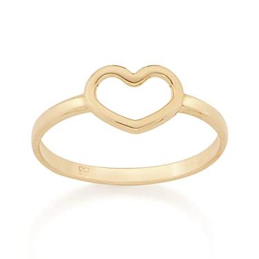 Imagem de Conjunto anel e brinco coração vazado Rommanel 512711-526499 (18, Folheado a ouro)