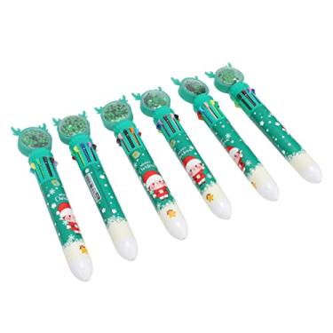 Imagem de Caneta Esferográfica de Natal de 10 Cores Com Lantejoulas Giratórias 6 Peças Infantil Removível Com Tema de Natal (Padrão de menino)
