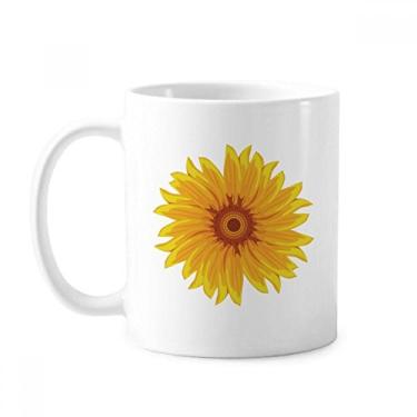 Imagem de Caneca de cerâmica com girassol amarelo e flor em cerâmica para café e porcelana