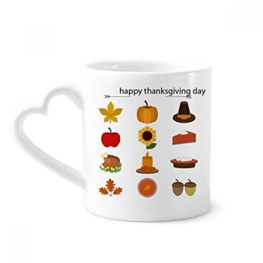Imagem de Caneca com estampa de comida Happy Thanksgiving Day Caneca de café cerâmica copo de coração de vidro