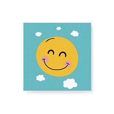 Imagem de Arte Maníacos Quadro Decorativo em Tela Canvas Sol Sorriso Fundo Azul - 30x30cm