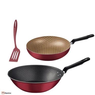 Imagem de Kit 2 Frigideira Tramontina Antiaderente Tamanhos 24"/28" Cozinha (vermelho)