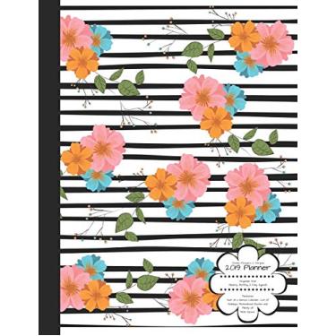 Imagem de Pastel Flowers & Stripes 2019 Planner Organize Your Weekly, Monthly, & Daily Agenda: Features Year at a Glance Calendar, List of Holidays, Motivational Quotes and Plenty of Note Space