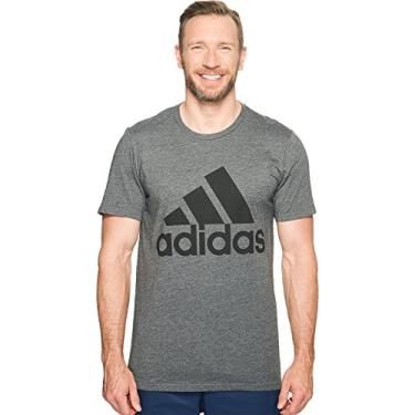 Imagem de Adidas Badge of Sport Camiseta masculina clássica com estampa de distintivo esportivo, Dark Grey Heather/Black, X-Large Tall