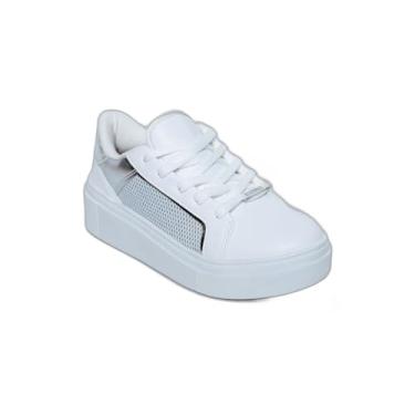 Imagem de Tênis Vizzano Flatform Tela Gliter Feminino - Branco e Prata - 36