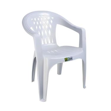 Imagem de Cadeira De Plastico Poltrona Branca Com Braço Duo
