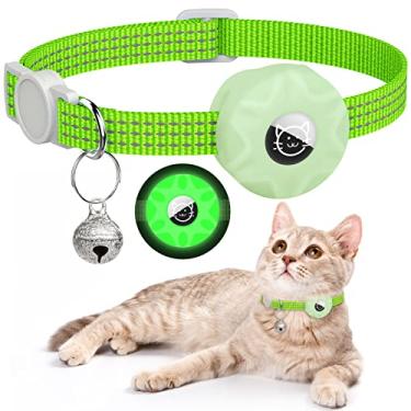 Imagem de Coleira para gatos Apple AirTag, coleira rastreadora GPS com recurso de separação, leve e refletiva, perfeita para gatos e filhotes (verde luminoso)