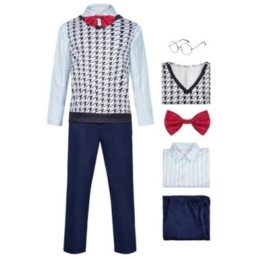 Imagem de Colete feminino Inside Cosplay Out Fear traje traje humor Halloween roupa colete calça conjunto gravata borboleta, azul, pequeno