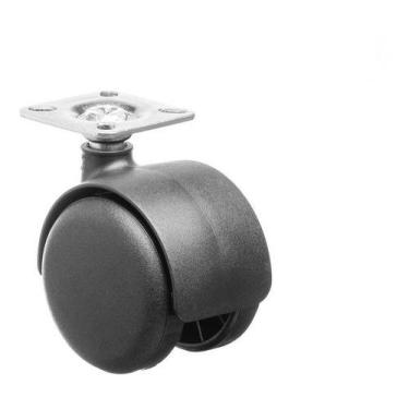 Imagem de Kit 4 Rodizio Placa Girat. Roda Dupla 50mm Nylon Carga 40kg - SQUADRON