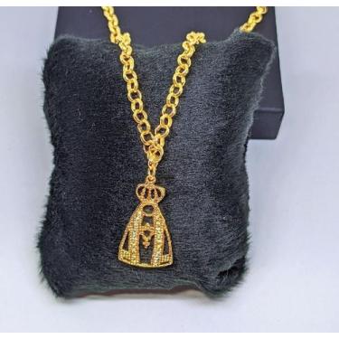Imagem de Colar Corrente Feminino com Pingente Nossa Senhora Aparecida Cravejado