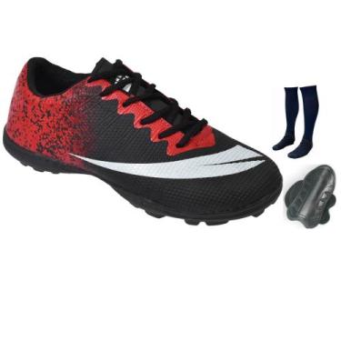 Imagem de Chuteira Society Adulto e Infantil MEIÃO e CANELEIRA - PERFLEX, Preto 