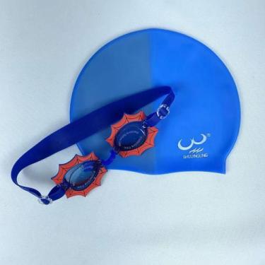 Imagem de Kit De Natação Com Touca De Silicone e Óculos Para Crianças Menino ou 