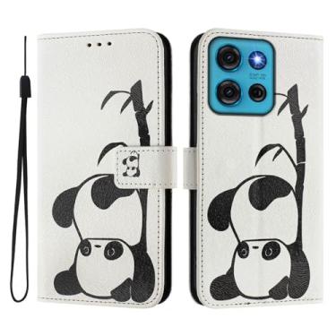 Imagem de Capa carteira para Motorola Moto G75, 3 compartimentos para cartão, 1 compartimento para dinheiro, capa flip de couro PU com padrão fofo, capa com fivela magnética à prova de choque, compatível com