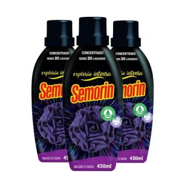 Imagem de Kit 3 Amaciante Roupas Explosão Intensa Semorin 900ml Cada