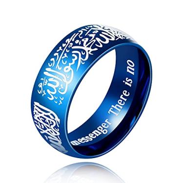Imagem de Uloveido Anéis muçulmanos Maomé com letra árabe Shahada, cor dourada, 8 mm de largura, anéis religiosos Allah para homens e mulheres Y543, Metal, Sem pedra preciosa