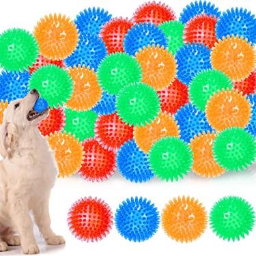 Imagem de Hanaive 36 bolas estridentes para cães, brinquedos de cachorro barulhentos, bolas de mastigar espetadas de 6 cm para cães pequenos, brinquedos interativos de busca, limpam os dentes para gengivas mais