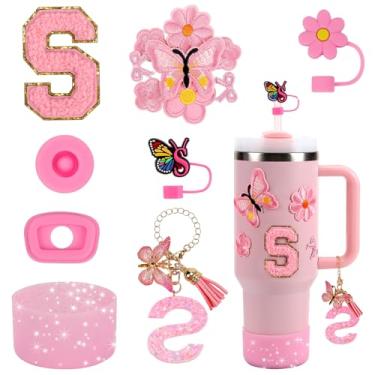 Imagem de Conjunto de acessórios de copo de 15 peças para copo Stanley Cup 850 g 1,134 g copo com alça, incluindo capa de canudo de silicone e bota, tampa à prova de derramamento, pingentes Stanley, pingente de