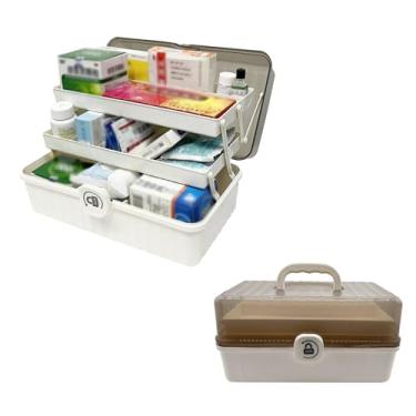 Imagem de ZLY Caixa de primeiros socorros, caixa de primeiros socorros vazia, organizador de armazenamento de acessórios de 30 cm com alça, caixas de artesanato para armazenar acessórios de primeiros socorros