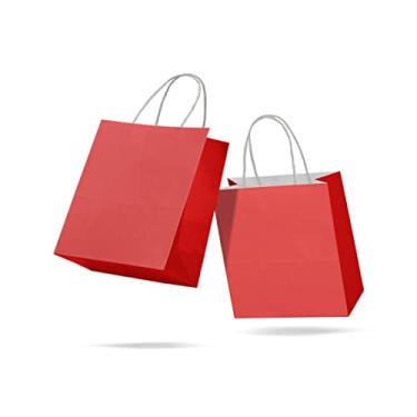 Imagem de Sacola de Papel Kraft Colorido Reforçada Com Alça Torcida P 18 x 22 x 9cm 10 unidades (Vermelho)